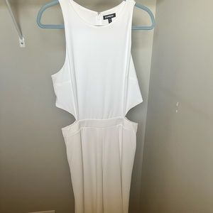 Express White Sleeveless Wide-Leg Cutout Jumpsuit